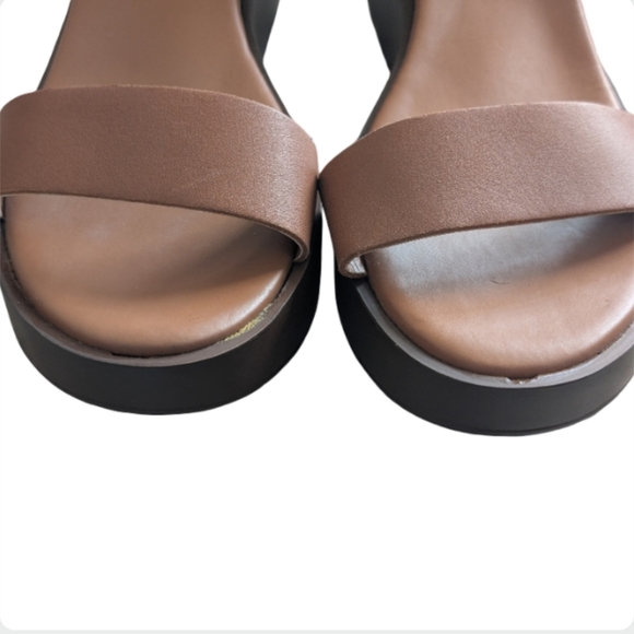 Steve Madden TIRMA Platform Sandals Sz 9.5 Brown Leather Ankle Strap Wedge Boho - Picture 6 of 8